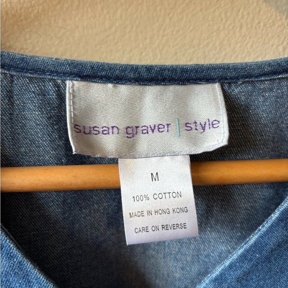 Vintage lightweight denim jacket with floral details - Picture 6 of 8